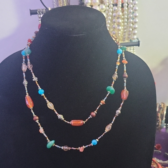 Colorful Glass Beaded Necklace - Picture 1 of 6